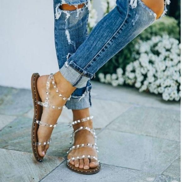 Clear Studded Gladiator Sandals - Picture 11 of 11
